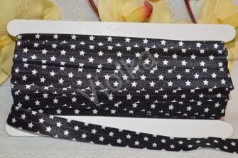 Тесьма эластичная Звёзды, 15 мм, цв. чёрный