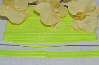 Тесьма эластичная, 15 мм, цв. жёлтый неон