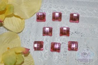 Стразы граненые 12 мм, квадратные, цв. розовый